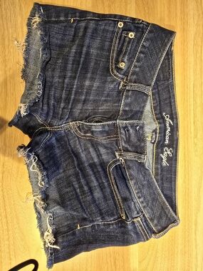 American Eagle Outfitters Women's Dark Wash Denim Cutoff Shorts - Navy Blue